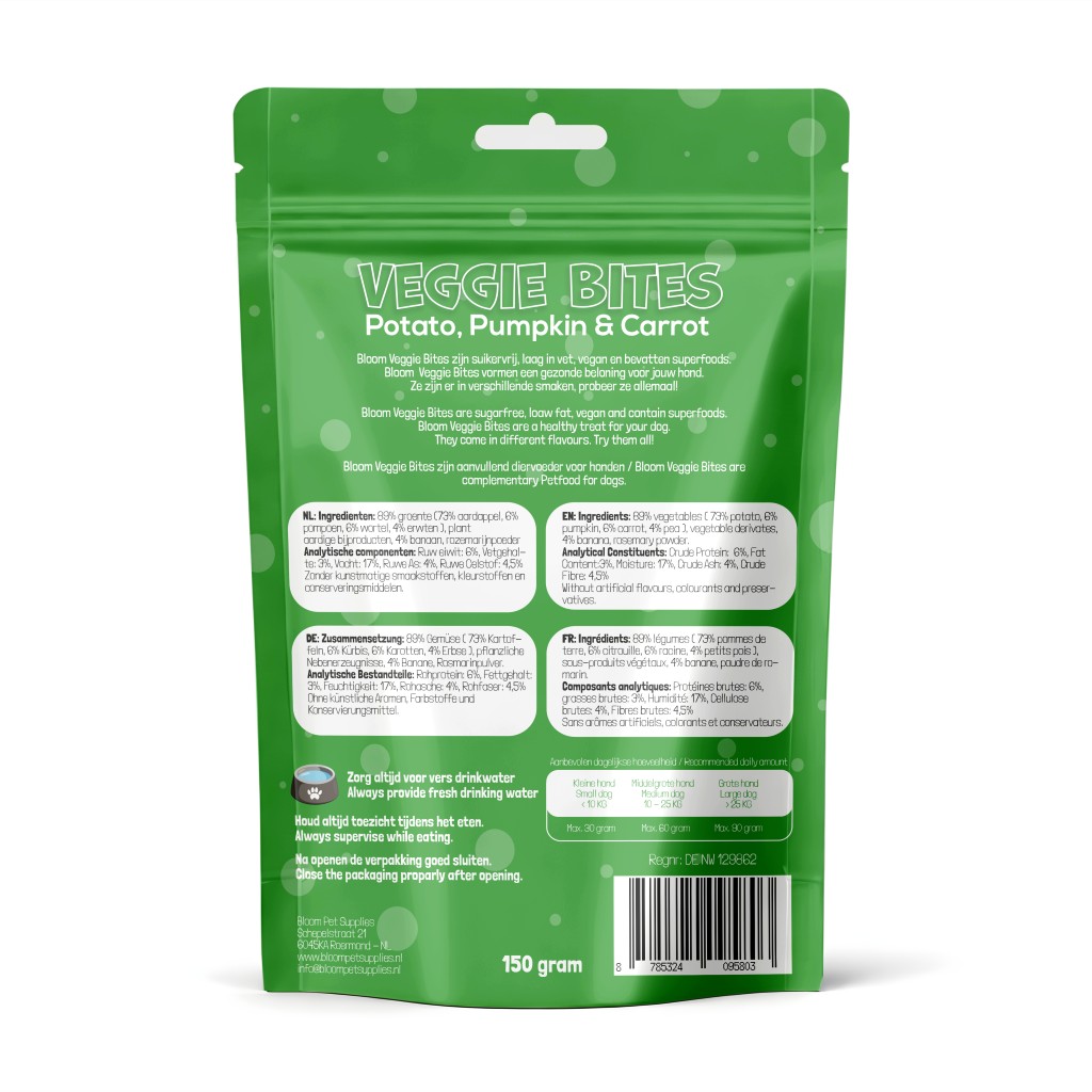 De tweede product foto voor Bloom Veggie Bites – Potato, Pumpkin, Carrot