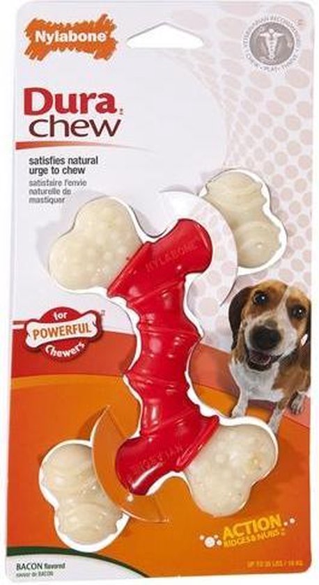 De product foto voor Nylabone Extreme Chew Double Bend Voor Harde Bijters Baconsmaak