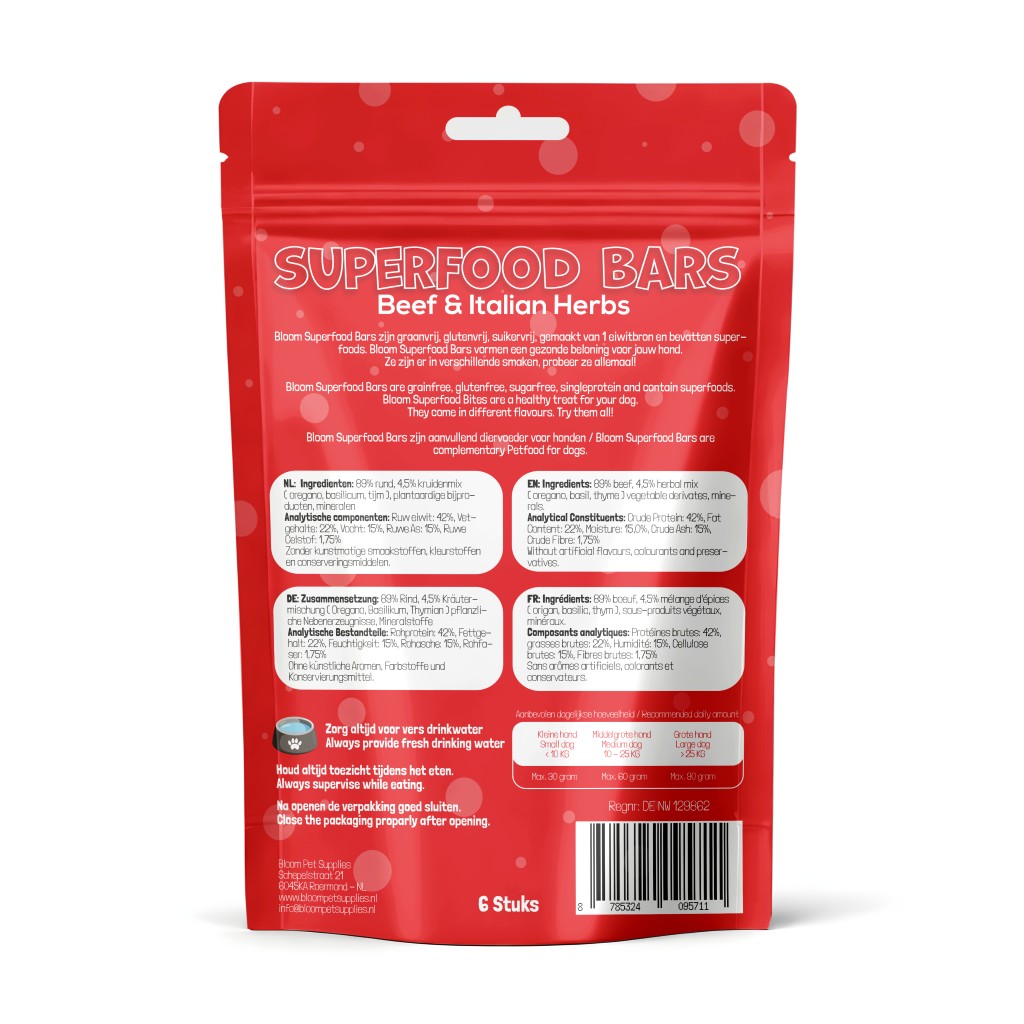 De tweede product foto voor Bloom Superfood Bars – Beef & Italian Herbs