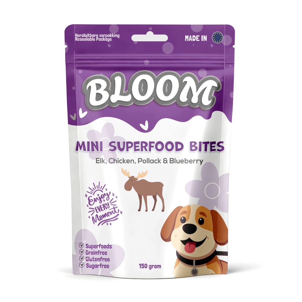 De vierde product foto voor Bloom MINI Superfood Bites – Elk, Chicken, Pollack & Blueberry