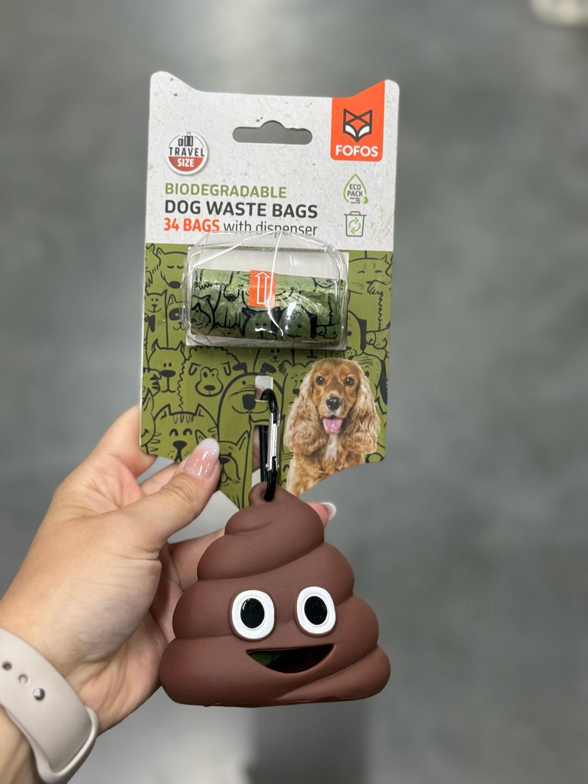 De product foto voor Fofos poepzakhouder drol met 34 poepzakjes