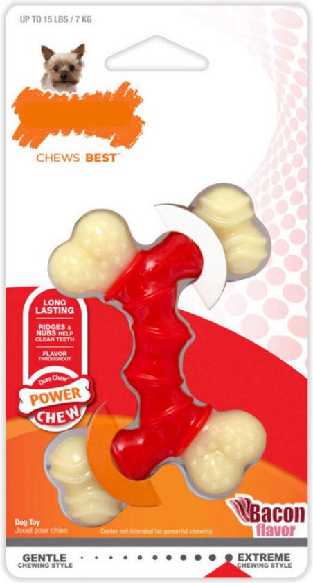 De vierde product foto voor Nylabone Extreme Chew Double Bend Voor Harde Bijters Baconsmaak