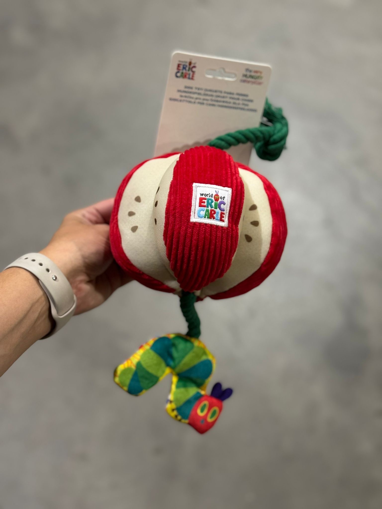 De product foto voor Eric Carle Pluche Rupsje Nooitgenoeg Appel met Flostouw