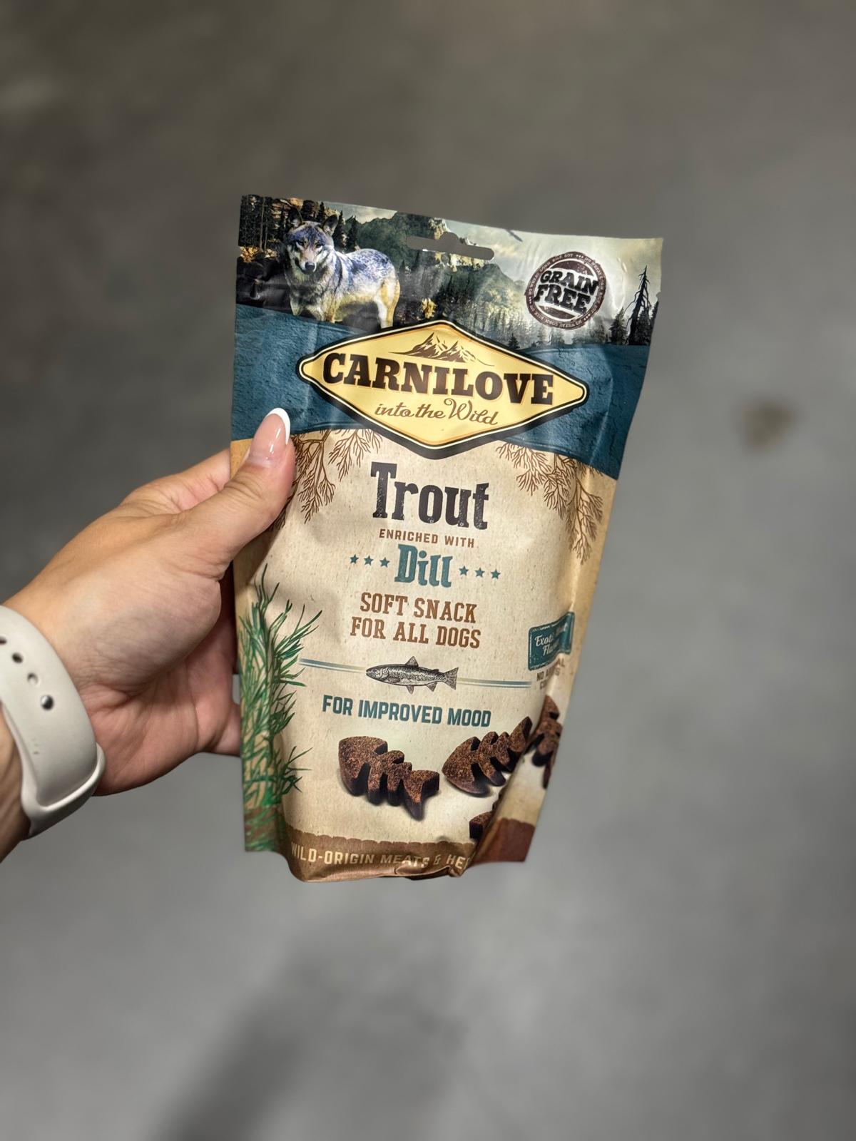 De product foto voor Carnilove Soft Snack Forel / Dille