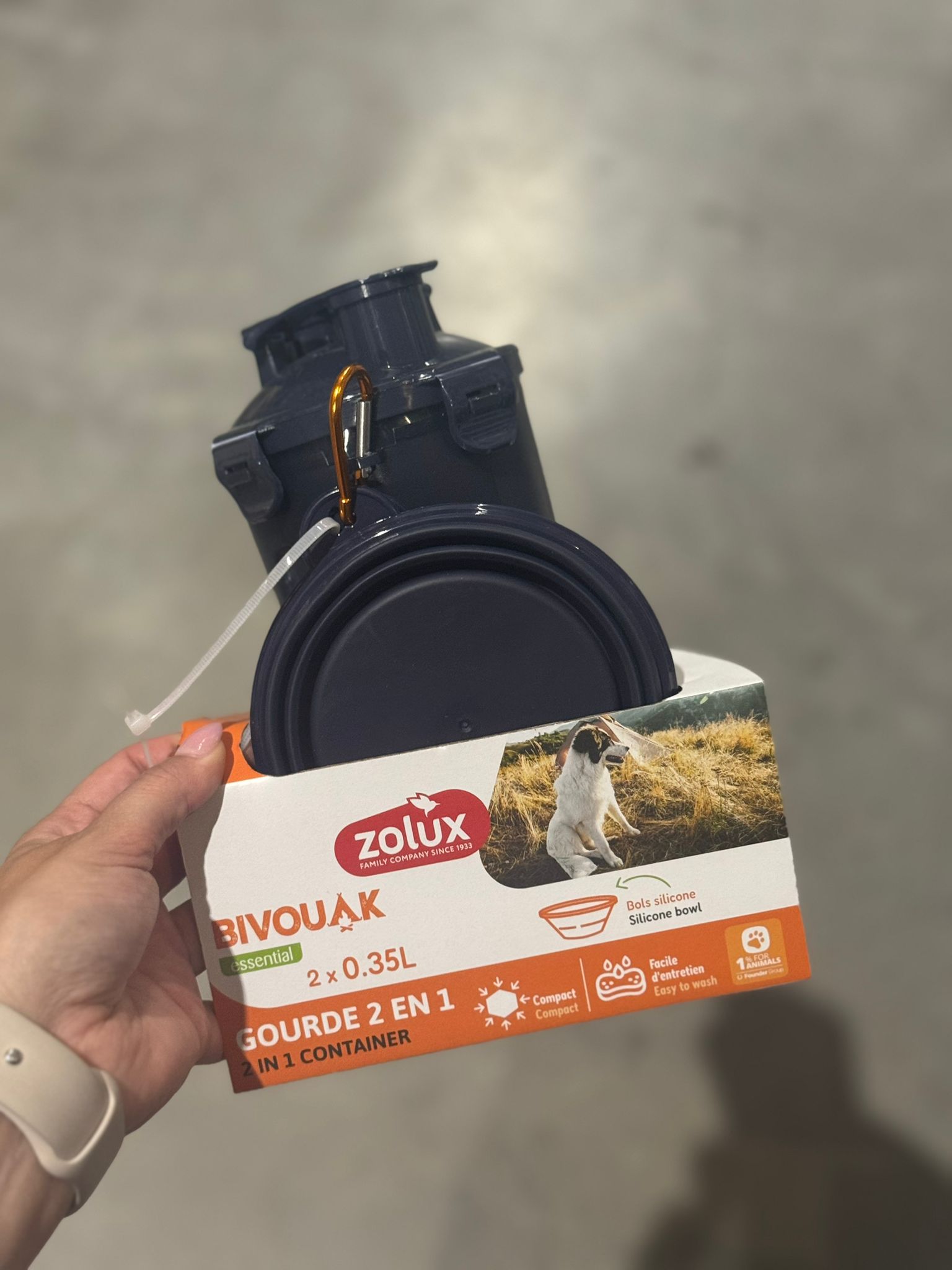 De derde product foto voor Zolux Bivouak Fles/Opvouwbare bak 2-in-1 Blauw